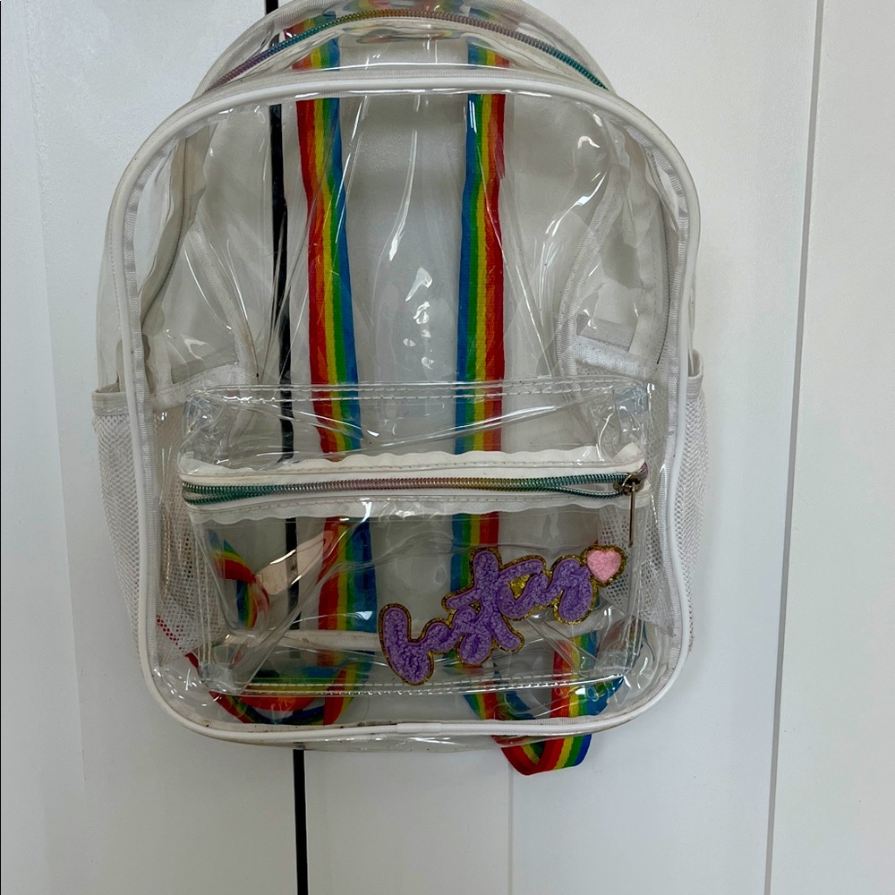 Clear Kids Backpack with Rainbow Straps